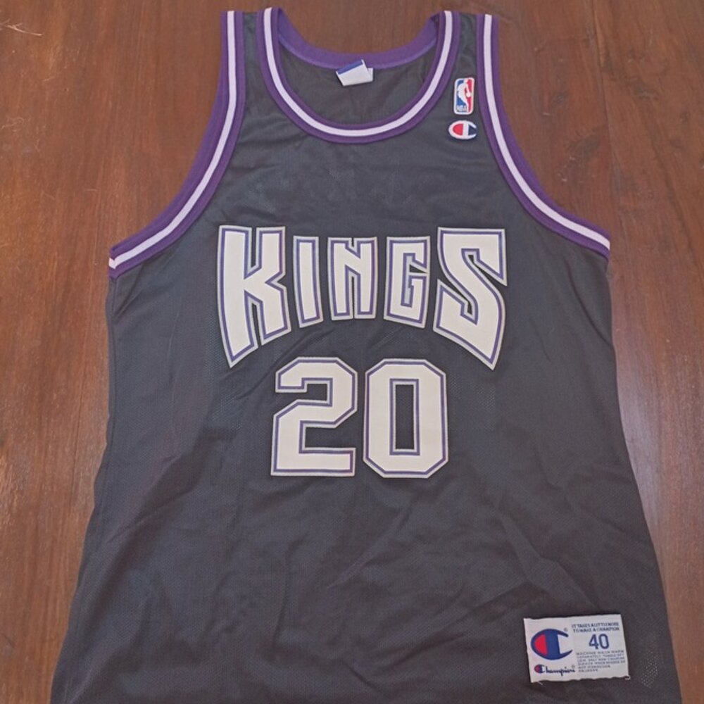 Champion Jon Barry Sacramento Kings NBA Basketball Jersey Adult Medium 40 Black